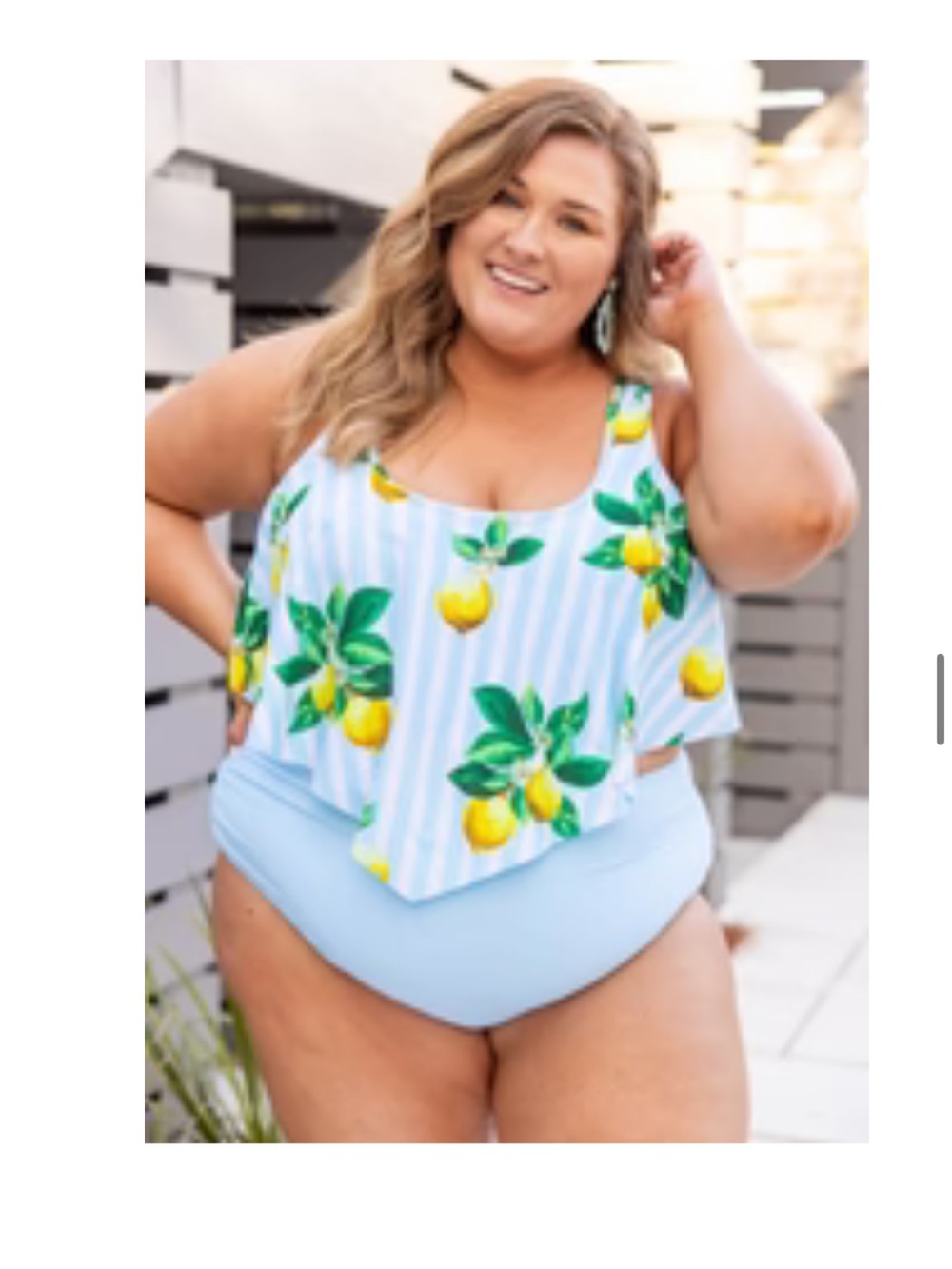 Chic Soul NWOT Light Blue & White Striped Lemon Swim Set